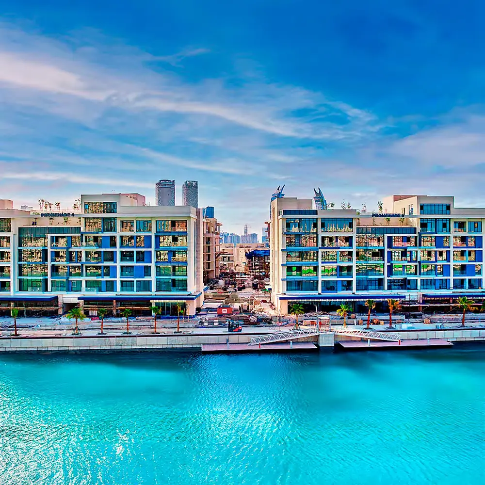 Crystal Residence building façade at Gewan Island waterfront