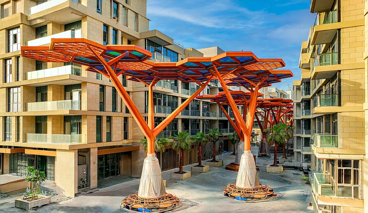 Crystal Walkway at Crystal Residence Gewan Island - copper canopy shade structures