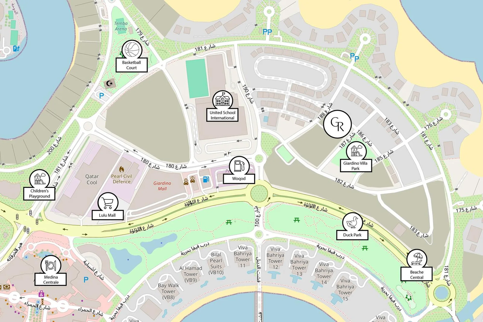 Giardino Village site plan at The Pearl Qatar
