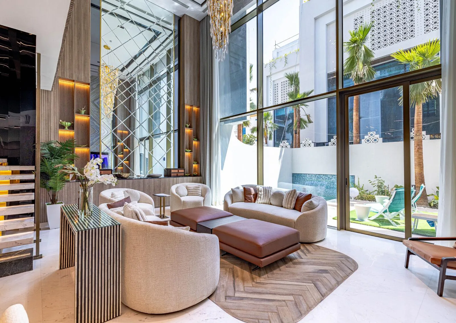 Double height living room at Giardino Villas