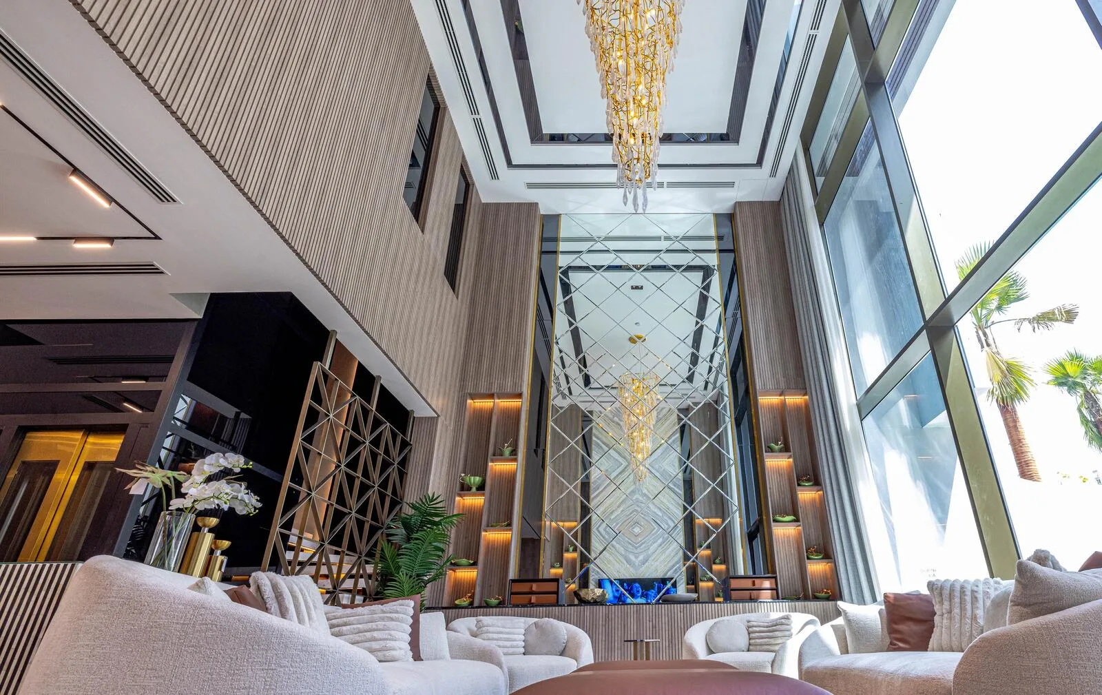 Floor to ceiling windows at Giardino Villas