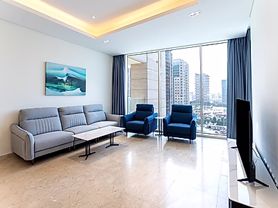 إطلالة على البحر | شقة مفروشة من غرفتين في لوسيل | شامل جميع الخدمات