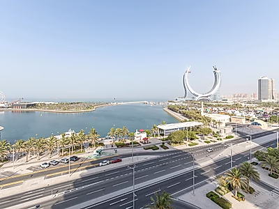 شامل الفواتير | شقة مفروشة من غرفتين مع إطلالة على البحر في مارينا لوسيل