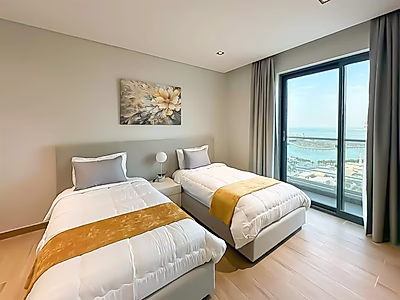 شقة مفروشة بغرفتي نوم في لوسيل مارينا | سند ملكية | إطلالة بحرية
