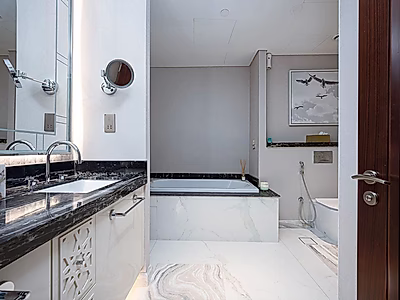 تاون هاوس فاخر دوبلكس مع مسبح خاص وإطلالة بحرية في سانت ريجيس مرسى العرب – جزيرة اللؤلؤة