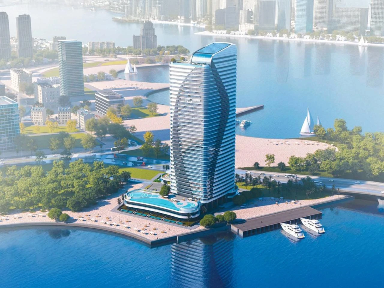 Stunning Waterfront Studio with Beach access in Lusail