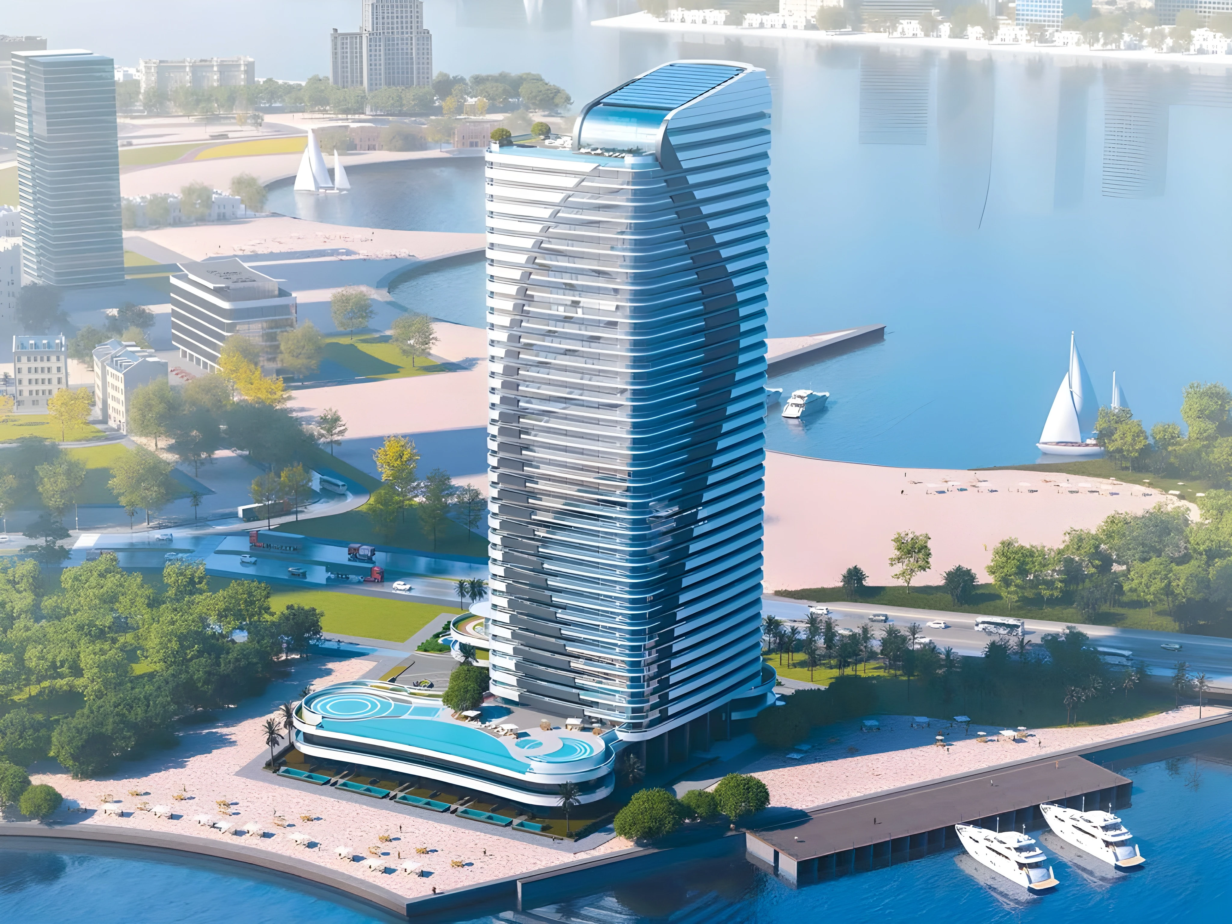 Freehold Studio for Sale in La Mer Tower – Lusail Waterfront | Residency Eligible