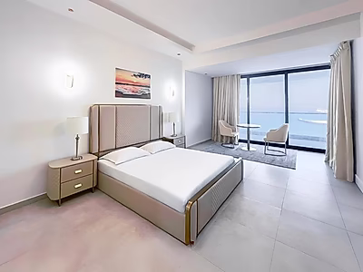 إطلالة بحرية كاملة | شقة غرفة نوم واحدة أنيقة | مفروشة بالكامل | قلب لوسيل