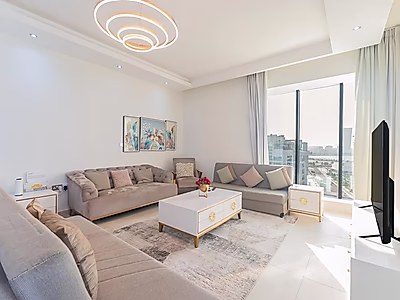 إطلالة بحرية كاملة | شقة غرفة نوم واحدة أنيقة | مفروشة بالكامل | قلب لوسيل