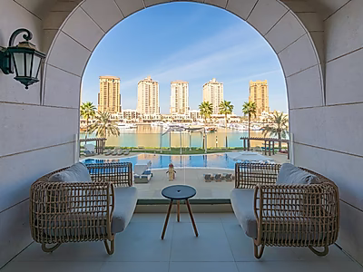 شقة أنيقة بغرفة نوم واحدة بتشطيبات فاخرة مع شرفة وإطلالة بحرية – سانت ريجيس مرسى أرابيا، اللؤلؤة