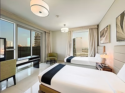 الفواتير علينا!| طابق مرتفع مفروش بسريرين | مارينا