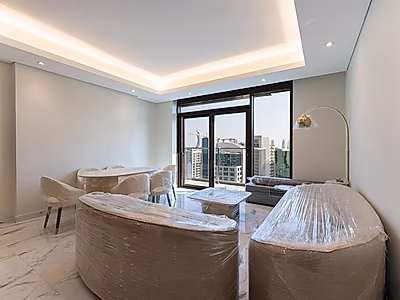 شقة جديدة كلياً بغرفتي نوم وشرفة في مرسى لوسيل | مفروشة بالكامل