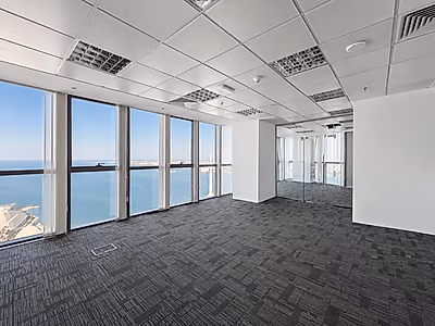 F/Fitted West Bay Office | Full Sea View | 129 SQM
