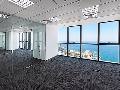 F/Fitted West Bay Office | Full Sea View | 129 SQM
